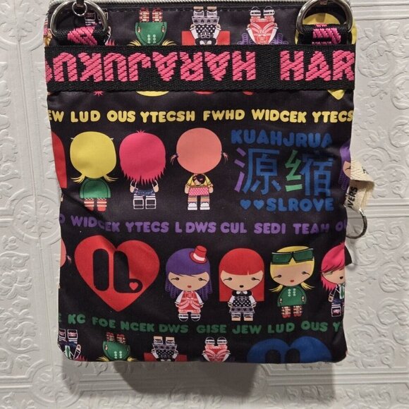 Rare Harajuku Lovers Black Multi-Color Crossbody Bag - Picture 5 of 9